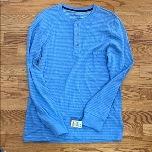 Club Room Blue Striped Long Sleeve Henley